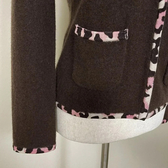 U-Knit 100% CASHMERE Cardigan Sweater Size Small S Pockets Button Front Brown - Picture 6 of 15